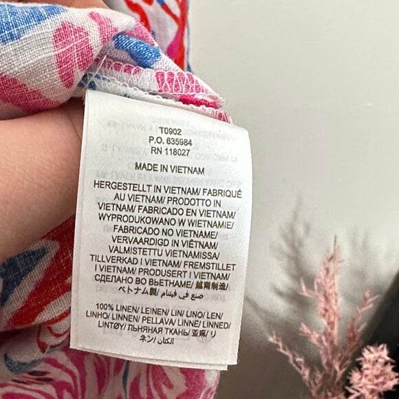 BODEN Rosie Linen Shirt Ikat Paradise Multi Red Blue Sz 2 {PP26} - Picture 6 of 6